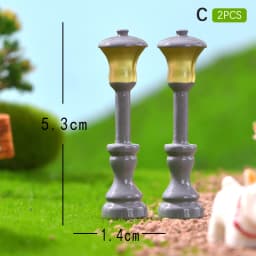 Miniature Christmas Street Lamp Post LED Lights Park Bench & Streetlight Micro Landscape Fairy Garden Ornament Dollhouse Decor