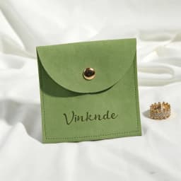 100pcs Soft Microfiber Jewellery Pouches Half Circle Snap Flap Custom Logo Suede Button Bag For Earring Ring Jewelry Packaging