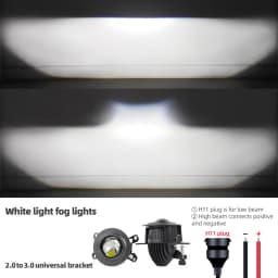 2.0 Bi Led Projector Lens Auto LED Fog Lights 3000K 4300K 6000K High and Low Beam for Toyota Nissan Tricolor Lens Fog Lamp