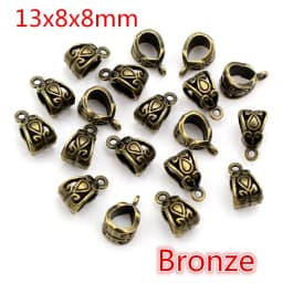 20pcs 3-Styles Beads Bails Pendants Jewelry Making DIY Necklace Silver Plated Gold Black Beads Bails Pendants Charm Beads Bails