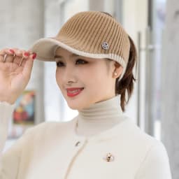 Knitted Empty Top Baseball Cap Breathable Outdoor Leisure Knit Woolen Cap for Women Autumn Winter Cycling Fashionable Hat