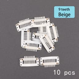 10Pcs 32Mm Hair Clips U-Shape Metal Clips For Hair Extensions 9-Teeth Wig Clip For Women Wig Accessories Black Brown Beige