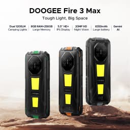 DOOGEE Fire 3 Max Rugged Phone 5.5" HD+ Display Camping lights 32GB 256GB 8350mAh UNISOC T7250 48MP NFC Android15 Smartphone