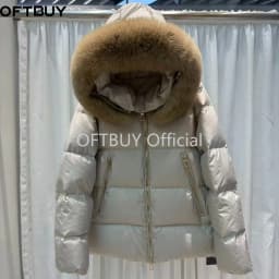 OFTBUY Real Fox Fur Collar Women's Down Coats and Parkas Winter Fashion Warm Thick Slim Zipper Outerwear Women Hooded Parkas