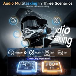 Moman H2E Motorcycle Headset Intercom Eagle Like Motorcycle Helmet Communication System with Dual Chip with HiFi/Music Sharing