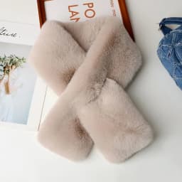 Cute Solid Color Cross Scarf Thicken Faux Rabbit Fur Neck Scarf Neck Warmer Girls