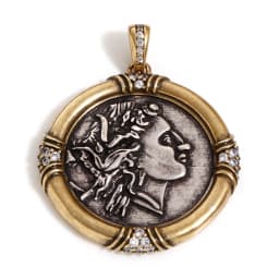 1 Piece Brass Coin Pendants Antique Silver Color Antique Bronze Two Tone Head Portrait For DIY Jewelry Making