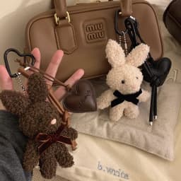 Kawaii Plush Rabbit Keychain Y2K Cute Bunny Stuffed Keyring Backpack Pendant