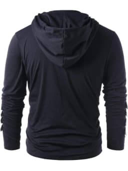 Men's Knight Drawstring Lace Up Pullover Hoodie Steampunk Long Sleeve Hooded Sweatshirt Black, Gothic Victorian Style
