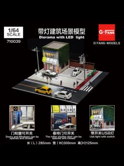 GFans 1/64 Scale Car Garage Miniatures Model Car Parking Lot Diecast Scene Display Vehicle Scene Toy Background Collection