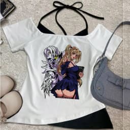 Death Note crop top women goth cutecore gothic 2000s scene tshirt kawaii streetwear anime cheap cute