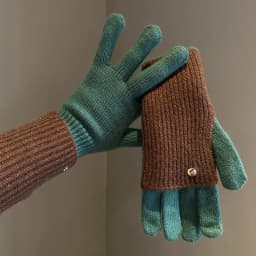 Winter Women's Exposed Finger Touch Screen Warm Long Short Dual-Use Cycling Student Color Blocked Knitted Yarn Gloves