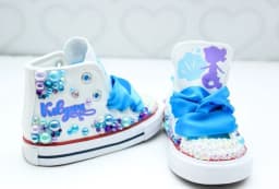 Dollbling Shell Simulation DIY Bling Handmade Shoes Canvas Mermaid Theme Kids High Top Pearls Sneakers Under the Sea Shoes