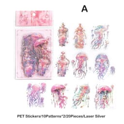 20pcs/pack Stickers Ice Crystal Laser Butterfly Laser Gold DIY Decorative Scrapbooking Material Collage Sticker Journal