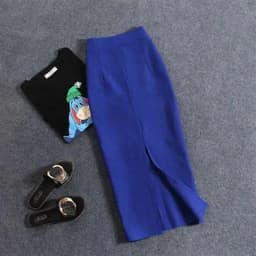 2024 summer new women's stretch slim temperament bag hip skirt ladies Knee-Length Casual Polyester Solid