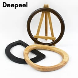 2Pcs Deepeel Solid Wood Bag Handle Women's Handbag Wrist Ring Handles Woven-Bag Purse Frames DIY Bags Replacement Accessories
