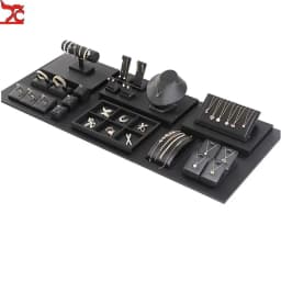 High Grade Black Leather Watch Display Rack Bracelet Earrings Display Plate Pearl Jade Rack Counter Jewelry Exhibition Props