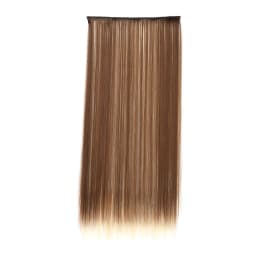 24Inch Synthetic Long Straight 5 Clips One Piece Invisible Hair Extensions Black Brown Hairpiece for Women
