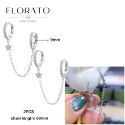 FLORATO 925 Sterling Silver Earrings Chain Tassel Pendant Earrings Zircon Silver Earrings for Women Trend Luxury Wedding Jewelry