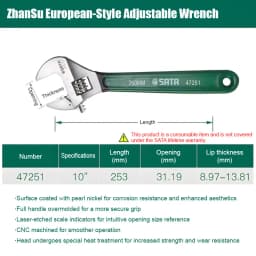 SATA 4/6/8/10inch Adjustable Drive Wrench Mini Small Big Spanner Wrench Adjustable Head Jaw Repair Tool Wrench Car