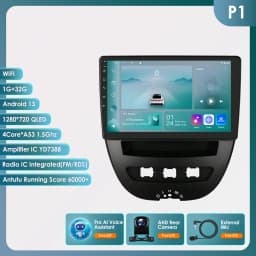Snapdragon 8Core Android 14 Car Radio For Peugeot 107 Toyota Aygo Citroen C1 2005 - 2014 wireless CarPlay Android Auto 4G BT5.4