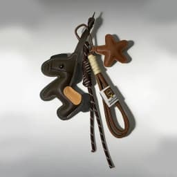 Cute Handmade Leather Pony Bag Charm Color-block Star & Braided Cord Keychain Adorable Gift Accessory Pendant