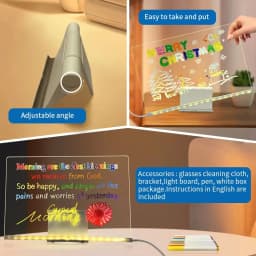 LED Night Light With Note Board DIY Acrylic Message Board Children‘s Drawing Board Colorful Pens for Kids Persent Birthday Gifts