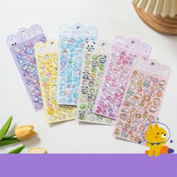 Cute Cartoon Animal 3D Solid Clear Crystal Embossed Stickers for DIY Scrapbook Phone Case Decoration Birthday Gift Reward