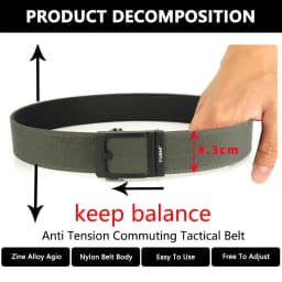 TUSHI 43mm Stiff Tactical Belt for Men Metal Automatic Buckle Military Police Duty Belt 1100D Nylon Gun Belt Casual Girdle Male