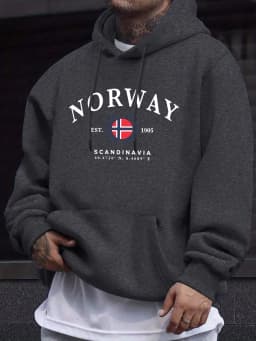 Norway Scandinavia Flag Creative Prints Pullovers Unisex Thicken All-Match Hoodie Street Autumn Sweatshirt Loose Casual Clothes