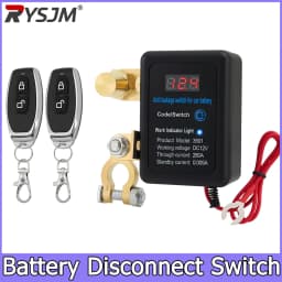  Battery Master Switch with Remote 12V Battery Master Disconnect Switch Heavy Duty Car Battery Kill Switch, 240A 433MHz Anti-th