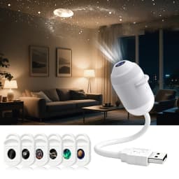 2 in 1 Galaxy Projector Night Light HD Starry Sky Projector Lamp USB Mini Star Lights Car Home Atmosphere Decor with Multi Films
