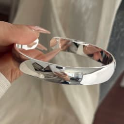 100% Solid 925 Sterling Silver Retro Bracelet for Women Men Vintage Handmade Wide Simple Bracelet Birthday Gift
