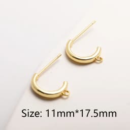 2022 Trendy 14K Gold Plating Inverted Crescent Moon Charm Brass Metal Inlaid Zircon C Shape Pendants For Earring Making Findings