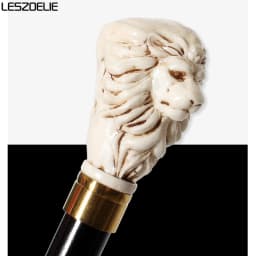 93cm Lion-Head Resin Walking Stick Detachable German Beech Wooden Canes Men Women Fashionable Party Decorative Walking Sticks