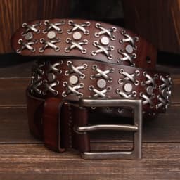 3.8CM High Quality Genuine Leather Rivet Belts for Men Brand Strap Male Pin Buckle Fancy Vintage Cowboy Jeans Belt Cool Punk