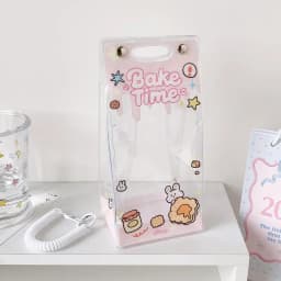 For 10cm 15cm Plush Dolls Storage Kawaii Clear PVC Doll Display Bag Cute Cartoon Prints Dust Proof Pouch Pendant