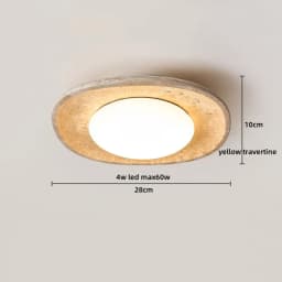 IWHD Wood Canopy LED Ceiling Light Fixture Nordic Modern Simple Ellipse Natural Yellow Travertine Ceiling Lamp Lamparas De Techo