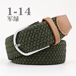 3.3x107cm Solid Color Elastic Braided Belt Casual Men's Women's Belt Stretch Canvas Pin Buckle Waistband