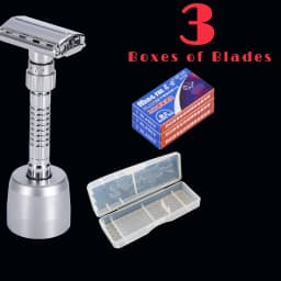 Double Edge Safety Razor Adjustable Classic Men's Shaving Mild to Aggressive Hair Removal Manual Shaver It with 5 Blades