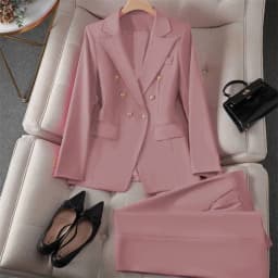 Casual Long Sleeve Blazer Pant Sets Suits For Woman 2025 Fashion 2 Pieces Set For Women Office Lady Coats Jackets