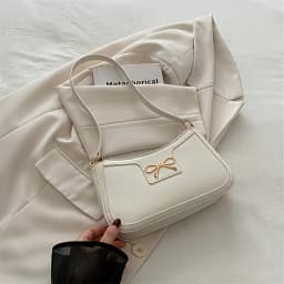 Solid Color Bowknot Shoulder Bag, Elegant Small Square Bag, Suitable for Women Handbags, Zipper Closure,Fashion Underarm Bag,