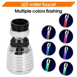 360 Degree Rotatable LED Faucet Light Multiple 360 Water Saving Light Tap Nozzle For Kitchen Bathroom Aerator Stream Glow