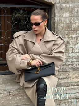 Elegant Lace Up Solid Overcoat Women Chiclapel Collar Button Full Sleeve Loose Coat Autumn Female Street New Oversize Outerwear
