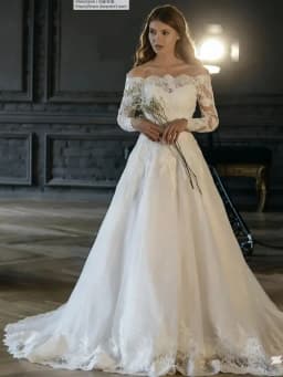 Customize To Measures Wedding Dress Long Sleeve A_line FLoor Length Tulle Lace Appliques BRidal Gown Princess Long Sleeve Robe