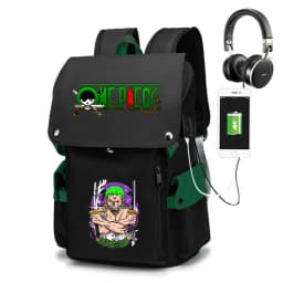 One Piece Zoro Print School Backpack Large Capacity Casual Daypack Travel Bag for Kids Teens