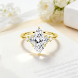 GRA Certified 2CT Marquise Cut Moissanite Ring Solid 14K Gold Filled Non Tarnish Diamond Wedding Rings for Women High Quality