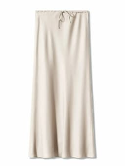 2026 Spring Summer Solid Color Satin Long Skirt For Women High Waist Lace-Up Fashion Elegant Faldas Light Luxury Women's Skirt