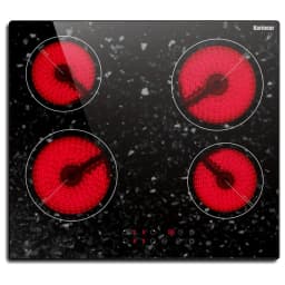 Karinear Ceramic Electric Hob 4 Zones, Built in 60cm with Slider Touch Control 6000W, Fuction with Safety Lock, No Plug, 230V
