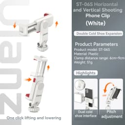 Ulanzi ST-06S Universal 360° Mobile Phone Clip Holder for 1/4 Screw Tripod Mount Adapter For Samsung iPhone Xiaomi Cellphone